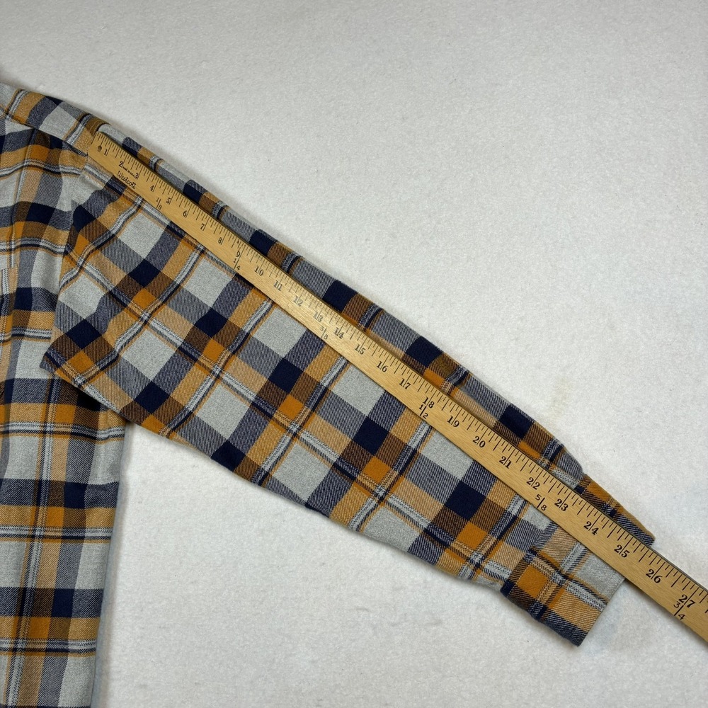 Orvis Perfect Flannel Shirt Mens 2XL Classic Orange Blue gray Plaid Heavy Cotton - Picture 5 of 11